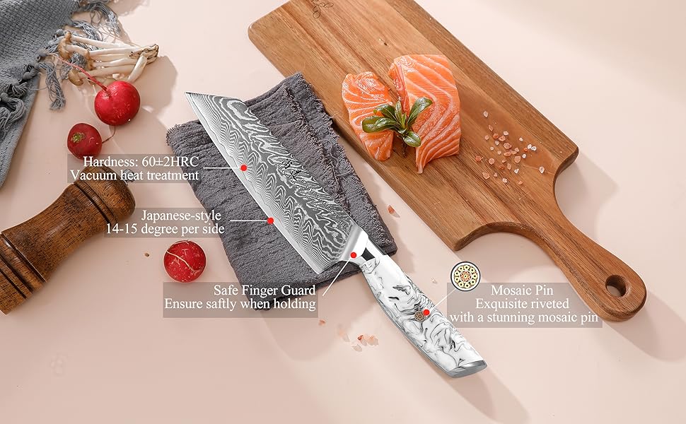 Японський ніж SHANGDAO Kiritsuke 20 см з 67 шарів легованої сталі, ніж для суші, ніж для кухні