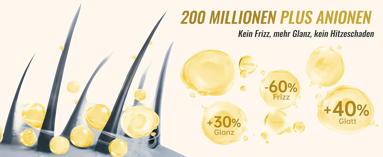 Фен Feekaa з іонізацією 100 мільйонів негативних іонів, для блискучого волосся, з насадкою-концентратором та дифузором, для подорожей та кучерявого волосся, матовий чорний