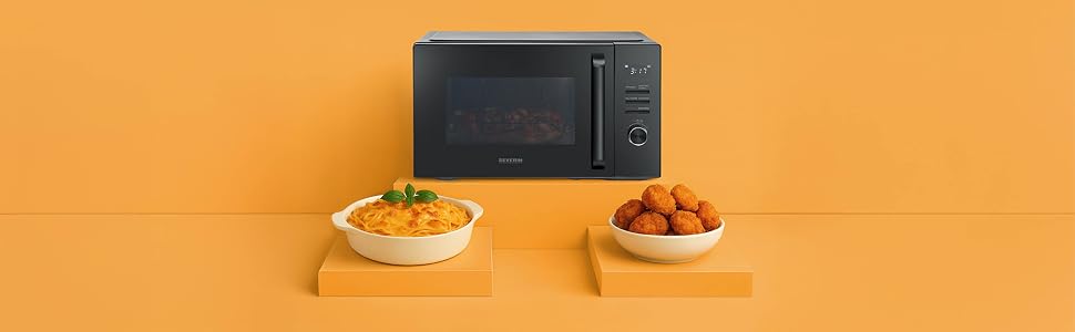 Мультифункціональна мікрохвильова піч Severin Crispy Wave 4-в-1 з конвекцією, грилем та аерофритюрницею, 25л, 2150 Вт, нержавіюча сталь, MW 7982