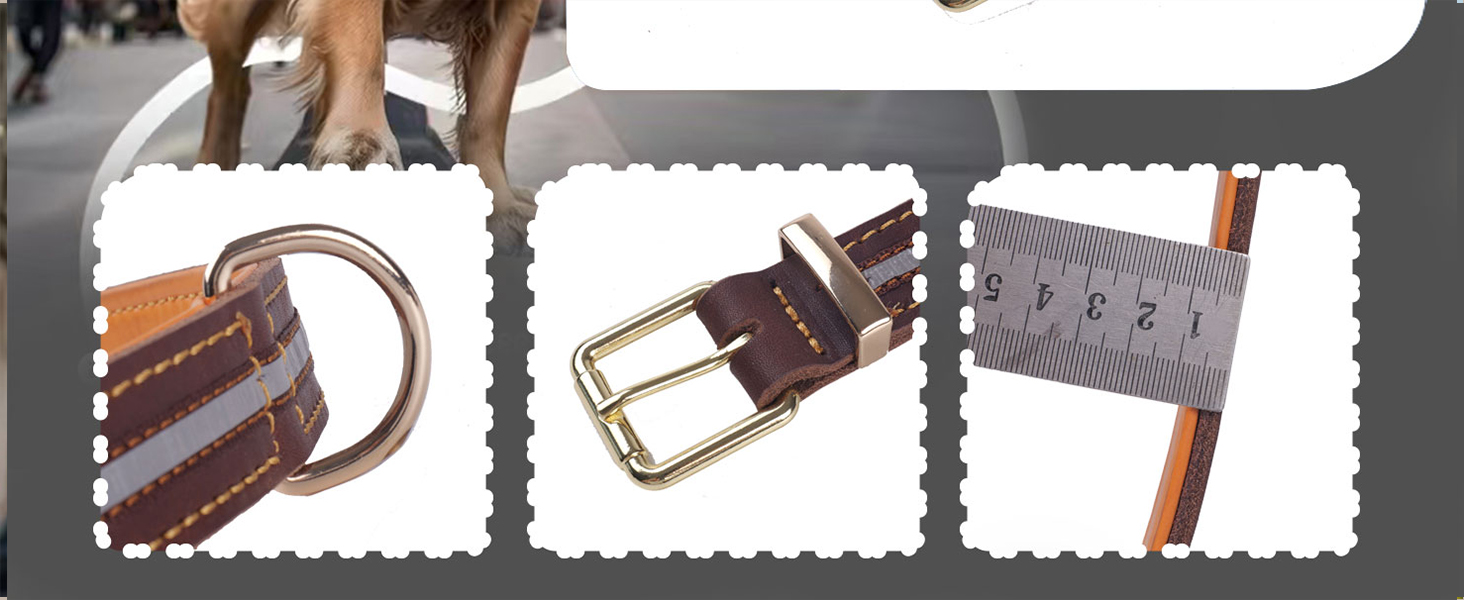 Нашийник для собак з натуральної шкіри, регульований, з м'якою підкладкою, для середніх, великих та екстра-великих порід (колір: коричневий, розмір: M)