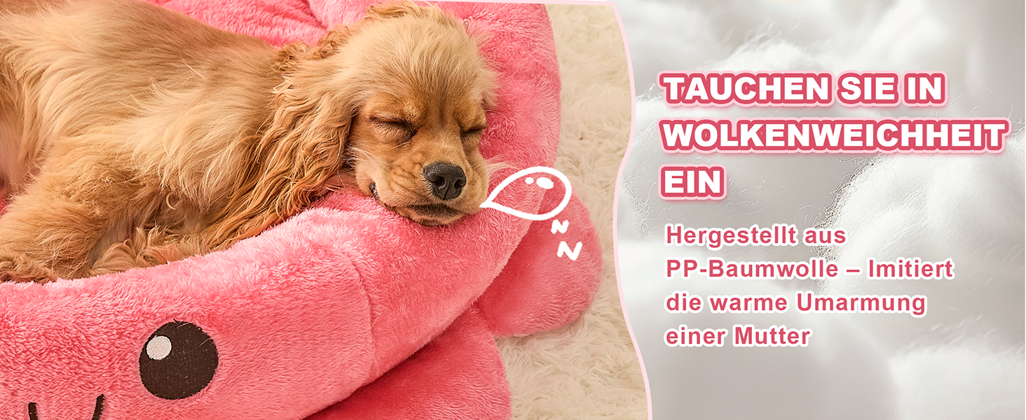 Кругле ліжко для собак та котів XL, рожево-червоне, Boho стиль, з м'яким знімним подушечкою, ліжко-антистрес для великих собак