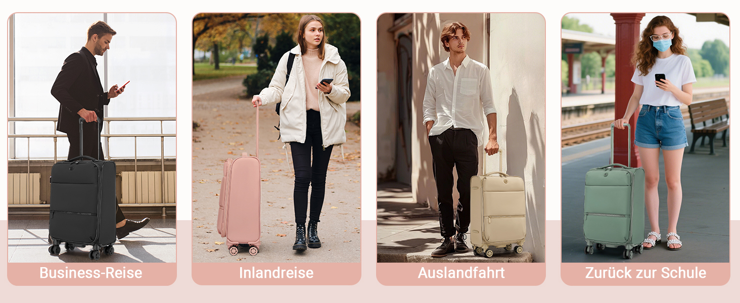 Чемодан Miss Lulu ручної об'єм, 59.5 x 36.5 x 25 см, зелений, з відділенням для мокрого/сухого, 32 л