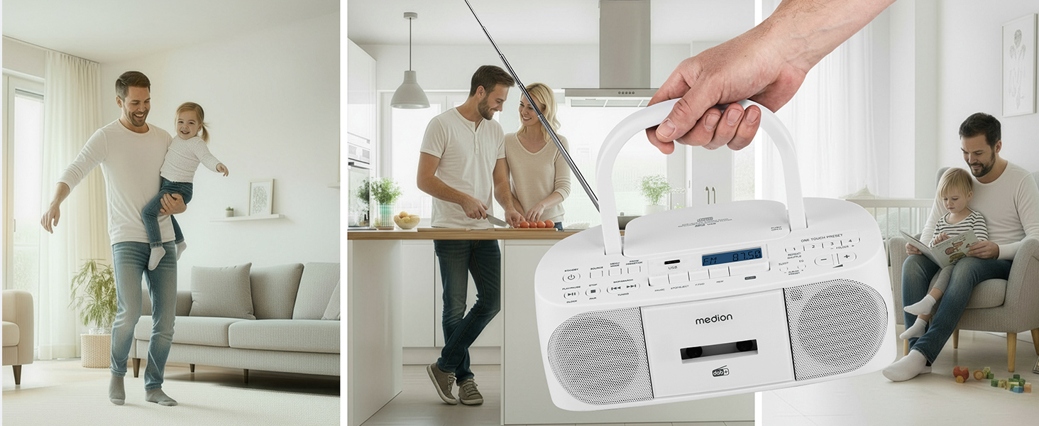 MEDION DRX-1 Plus Boombox: радіо DAB+, Bluetooth, CD-плеєр, MP3, касетний, AUX, зелений