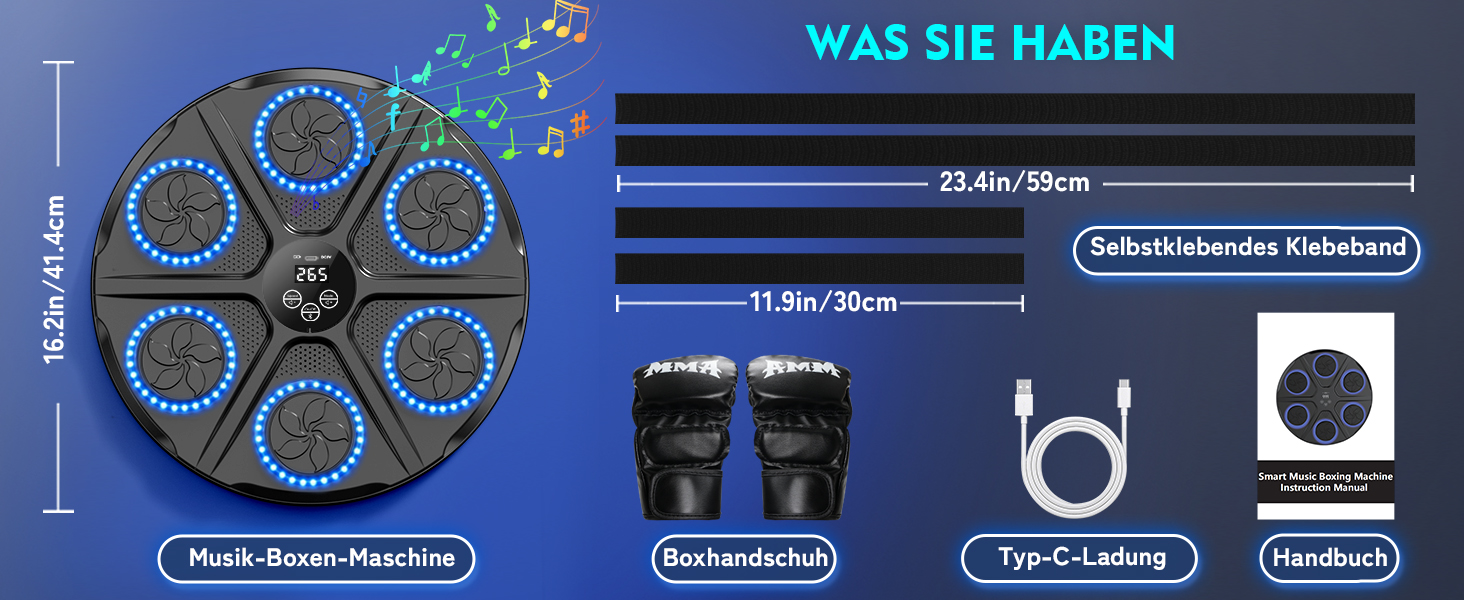 Музична боксерська машина YORRAKA для дорослих - LED-дисплей, Bluetooth, 12 режимів швидкості, з рукавичками