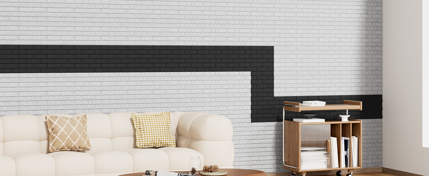 Акустичні панелі TONOR у вигляді цегли, самоклеючі шумопоглинаючі плити для стін (18 шт, 30x30x0,9 см), чорні — для звукоізоляції та декору кімнати