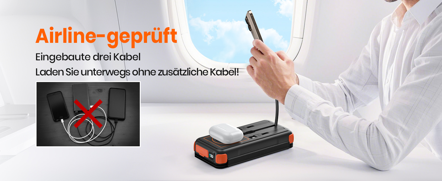 Портативний зарядний пристрій A ADDTOP Solar 25000mAh з сонячною панеллю, 20W, USB-C, 3 кабелі, для кемпінгу та подорожей