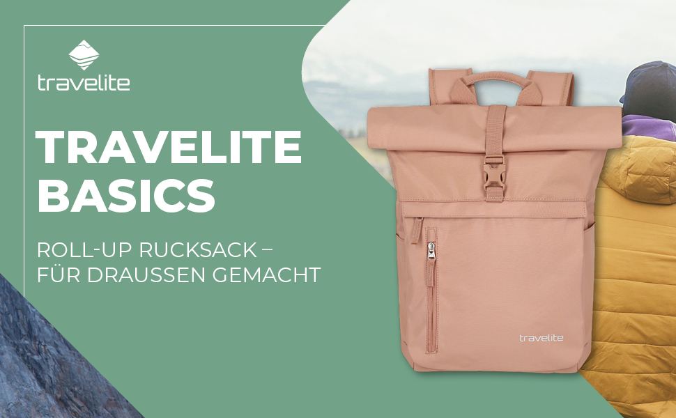 Рюкзак Travelite Basics Rollup 60 см, універсальний, пудрово-рожевий
