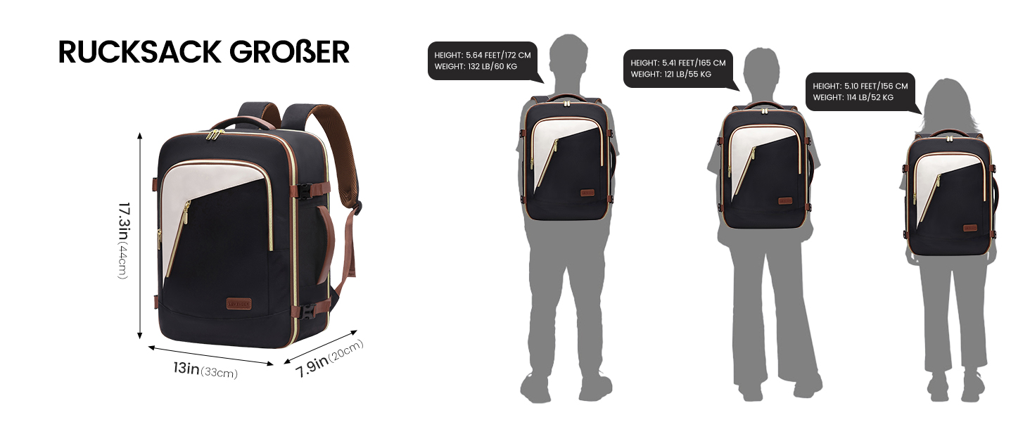 LOVEVOOK Рюкзак ручної поклажі, жіночий, для подорожей, з відділенням для ноутбука 17.3 дюймів, Carry On Luggage, для роботи, бізнесу, вихідних Beige Khaki