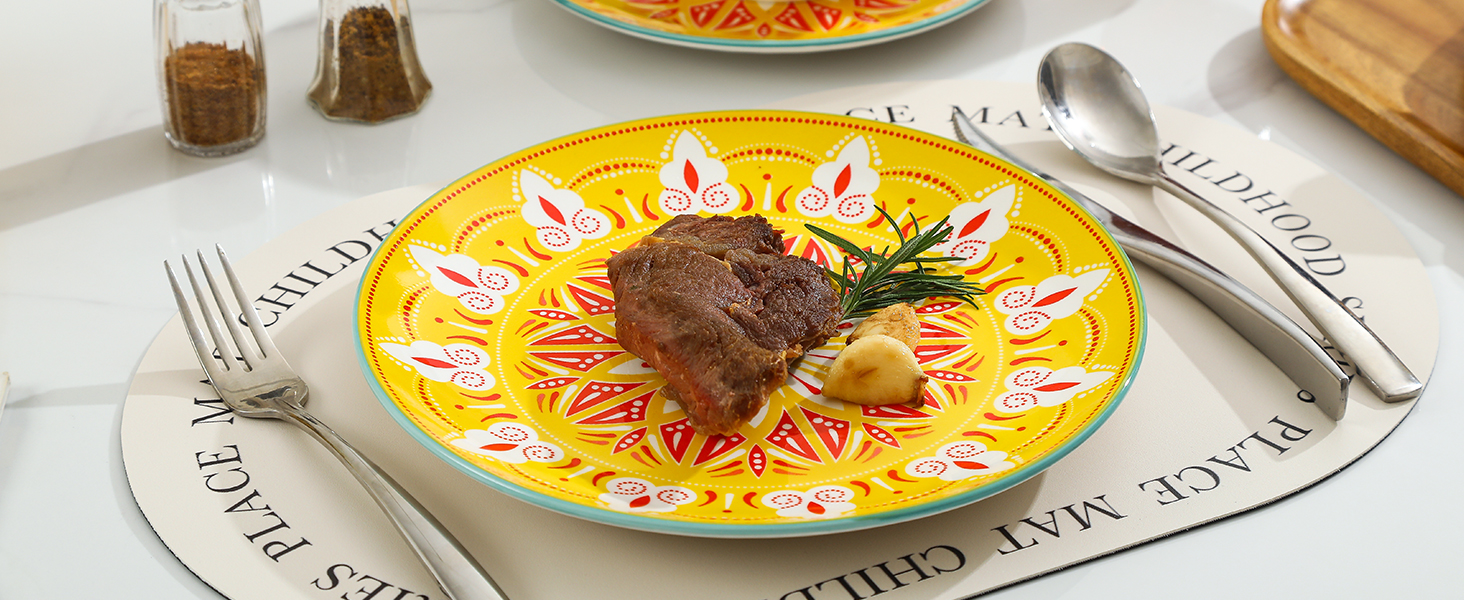 Набір посуду на 4 особи: 12-ти частинний сервіз з порцеляни, керамічний набір посуду, кольоровий дизайн, повний сервіз