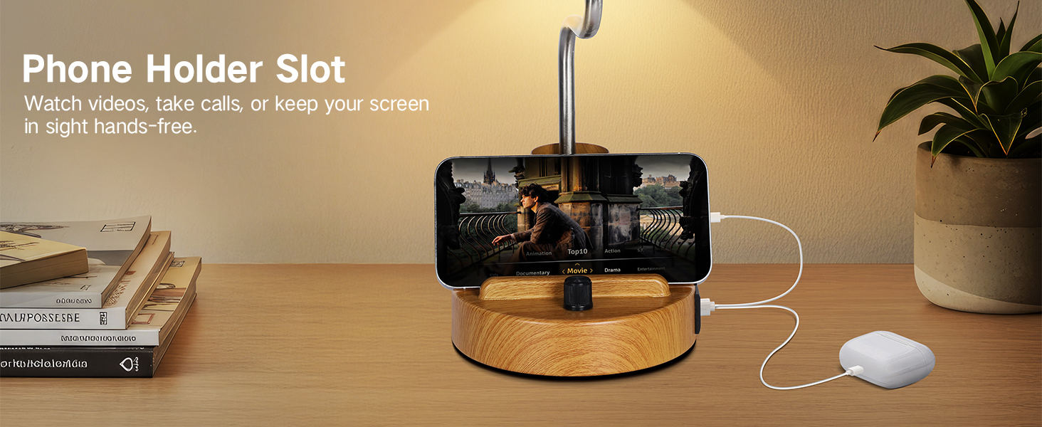 Настільна лампа LED OUTON 2 шт. з USB-A та USB-C, торшери для спальні, вітальні, офісу, з тримачем для телефону та ручок, кераміка, тепле світло 2700K