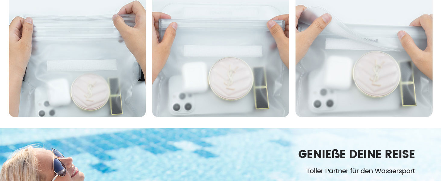 Водонепроникна сумка Lamicall [2 шт.] - водонепроникний поясний мішок з регульованим ремінцем, IPX8, для водного спорту, плавання, пляжу, подорожей (прозора)