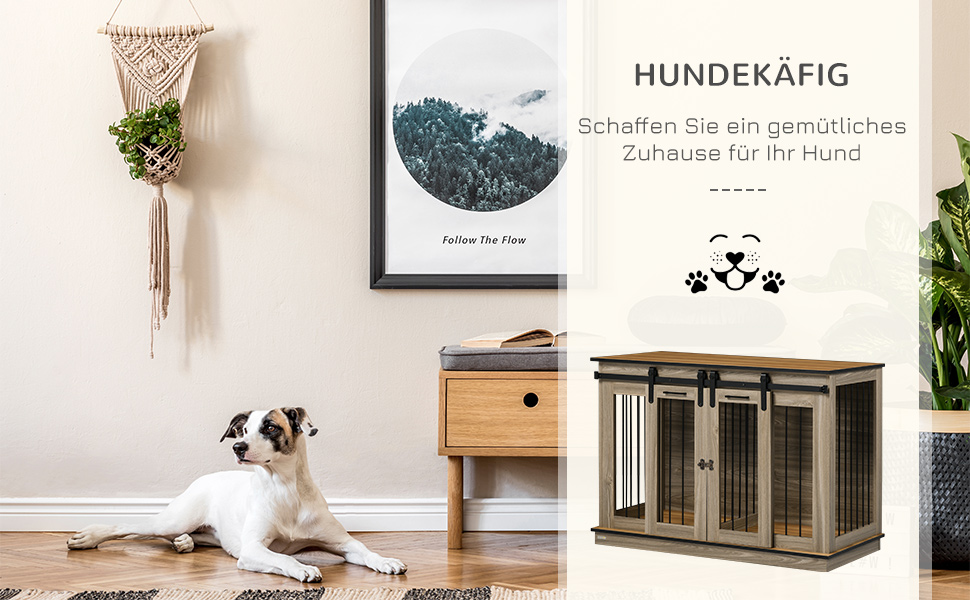 Клітка для собак PawHut, будиночок для собак з двокімнатним варіантом, клітка для домашніх тварин з двома дверцятами, переноска для собак, собачий будиночок для собак середніх розмірів, 120 x 60 x 88,5 см, дуб