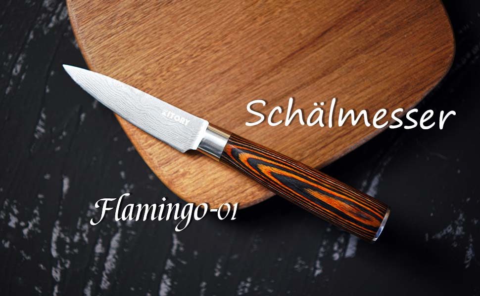 Японський кухонний ніж Kiritsuke Kochmesser 20 см, професійний шеф-ніж з нержавіючої сталі, захист леза, ручка з паккавуда, серія FLAMINGO