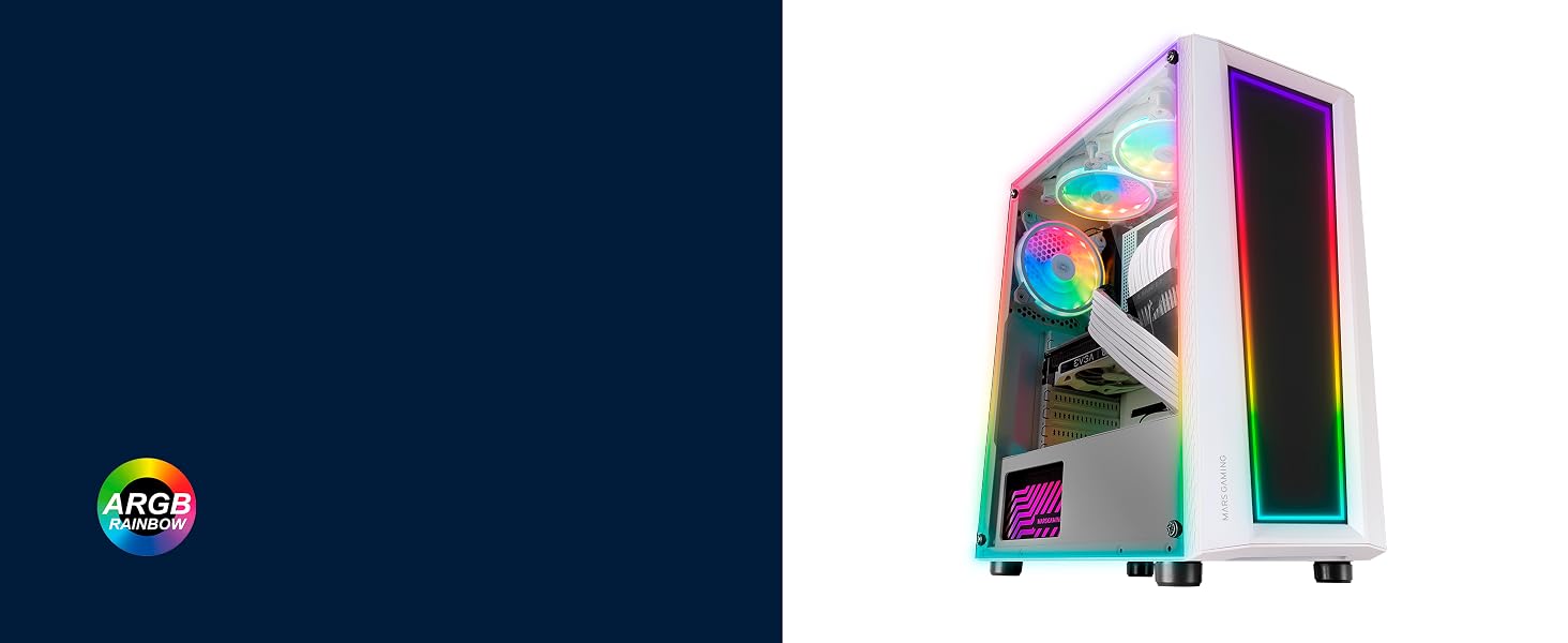 Корпус для ПК Mars Gaming MC300P MicroATX, загартоване скло, Mesh-панель, 3x FRGB вентилятори, чорний