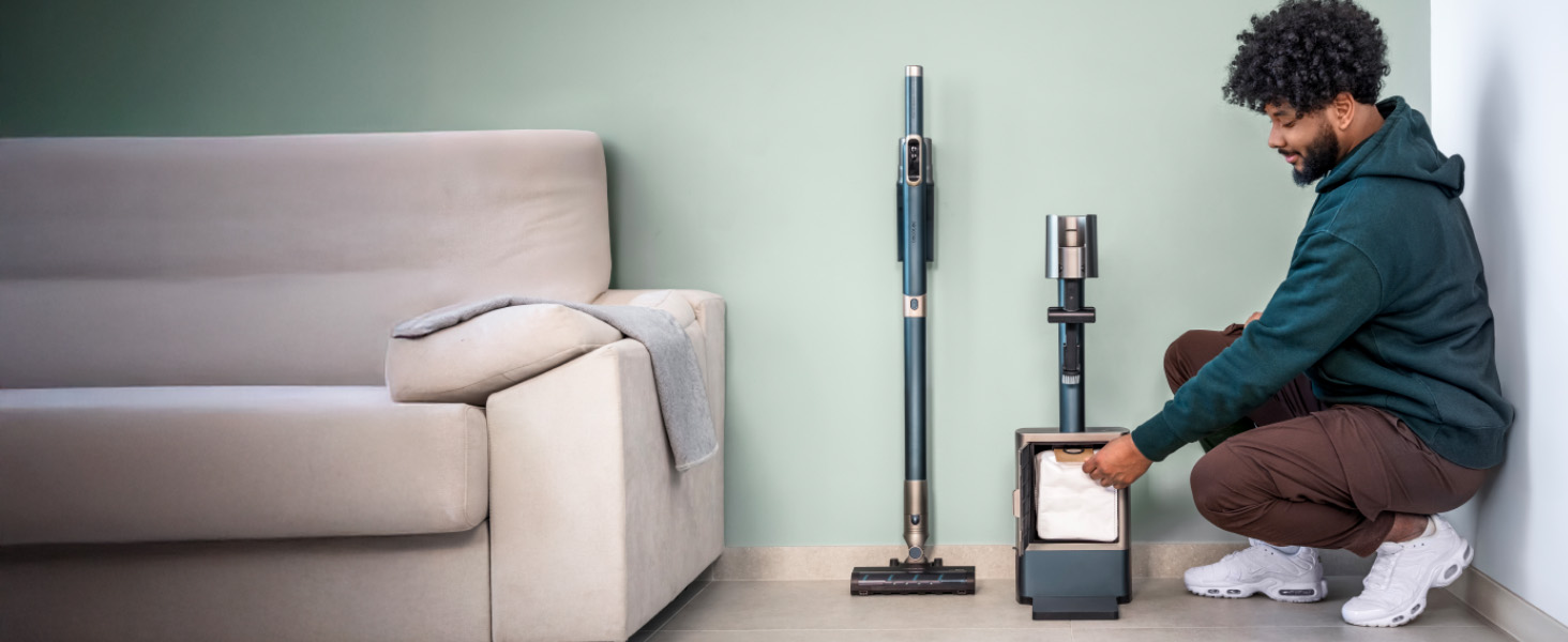 Бездротовий пилосос Cecotec Conga Rockstar 5500 Hurricane Station Flex Max: 220AW, 700W, станція самостійного очищення, 90 хв роботи, антизаплутана щітка, гнучкий шланг, циклонна технологія (Scoba 2100 + самоочищення)