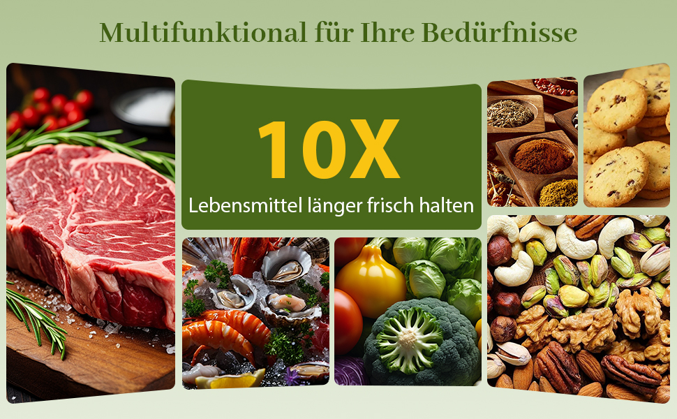 Вакуумний апарат Automatik 6-в-1 для продуктів харчування, з 50 пакетами, цифровий таймер, для сухих та вологих продуктів