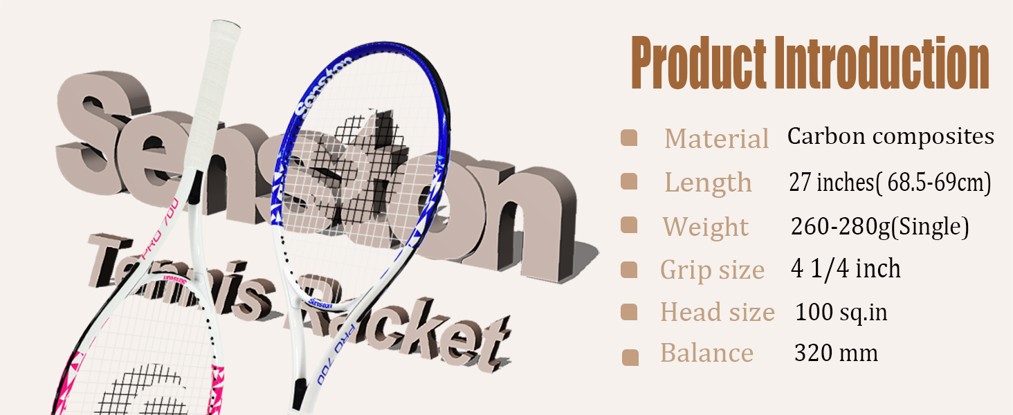 Senston S700 Professional Tennis Racket - 27 Inch with Carry Bag & Vibration Dampener - Pink