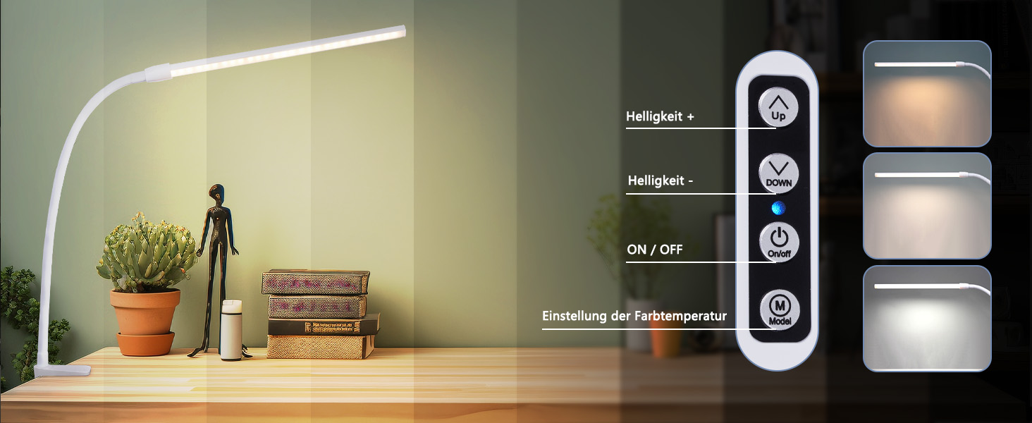 Лампа для столу Homefire LED з кріпленням, регульована яскравість: чорна, 5 рівнів яскравості, 5W, гнучка, для офісу, кабінету, захист очей, денне світло, USB