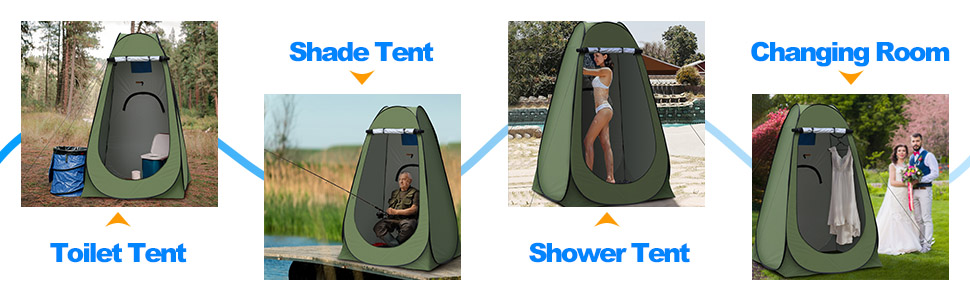 Намет для туалету та душу TUKAILAI для кемпінгу, Pop-Up, 150x150x190 см, зелений