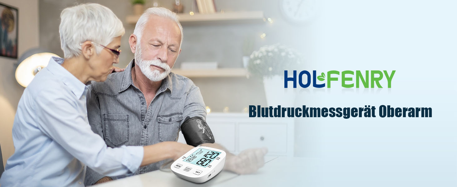 Тонометр на плече BP Blutdruckmessgerät: цифровий тонометр з регульованою великою манжетою 22-42 см, HOLFENRY тонометр на зап'ястя для дорослих та літніх людей