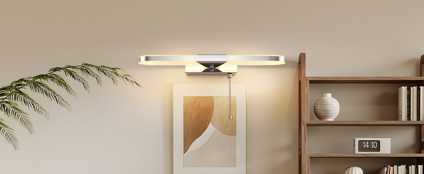 Світильник для ванної MantoLite LED з вимикачем, 40 см, 8 Вт, 3000K, настінна лампа для дзеркала з нержавіючої сталі й акрилу, сучасне підсвічування для готелю, ресторану