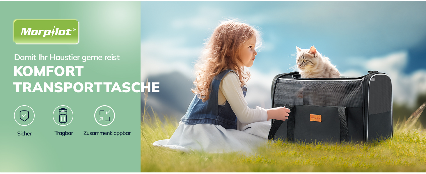 Транспортна переноска для котів та цуценят Morpilot до 5 кг, сіра, велика, для подорожей та до ветеринара