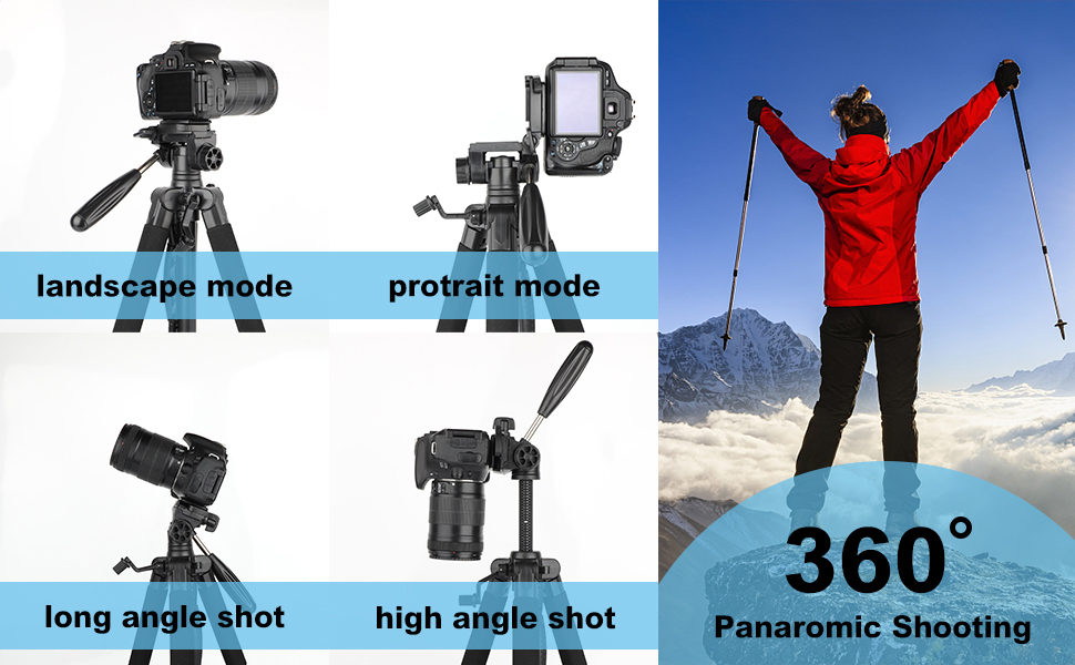 Штатив ZOMEi 188см - професійний для фото та відео, сумісний з DSLR, телефонами, проекторами (чорний, блакитний)