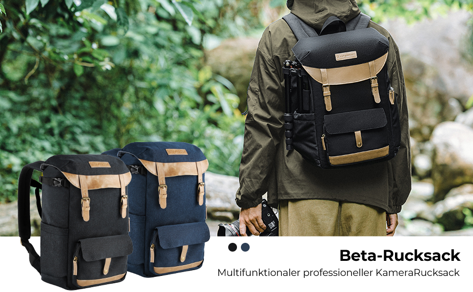 Рюкзак для камери K&F Concept Rolltop 20L: водонепроникний, для Canon, Nikon, Sony, Fujifilm, Olympus, з відділенням для ноутбука 15.6 дюймів (сірий/зелений, чорний)