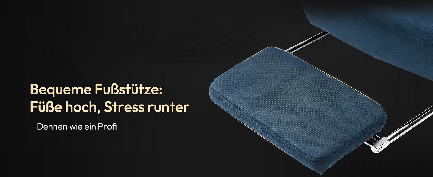 Ігровий крісло Dowinx з мікрофібри, дихаюче та ергономічне, з підніжкою (блакитний)