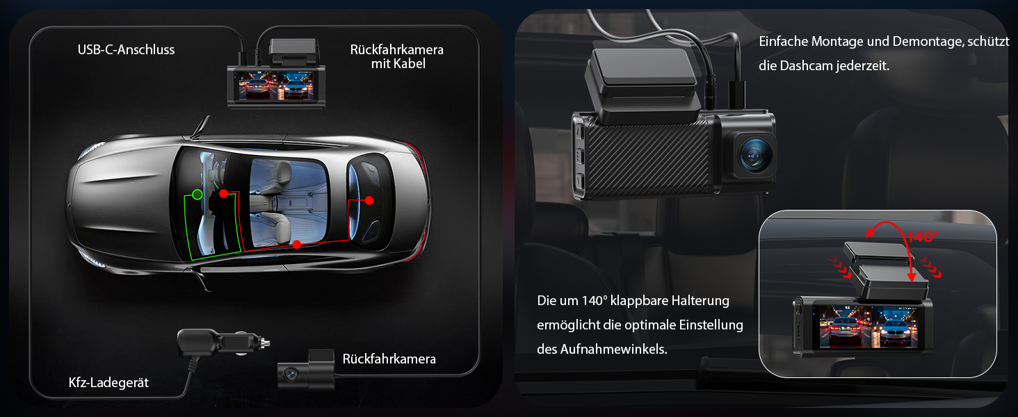 Автомобільний відеореєстратор 4K+2.5K з GPS та 5.8 GHz Wi-Fi, двоканальна камера з IPS-екраном 3.16
