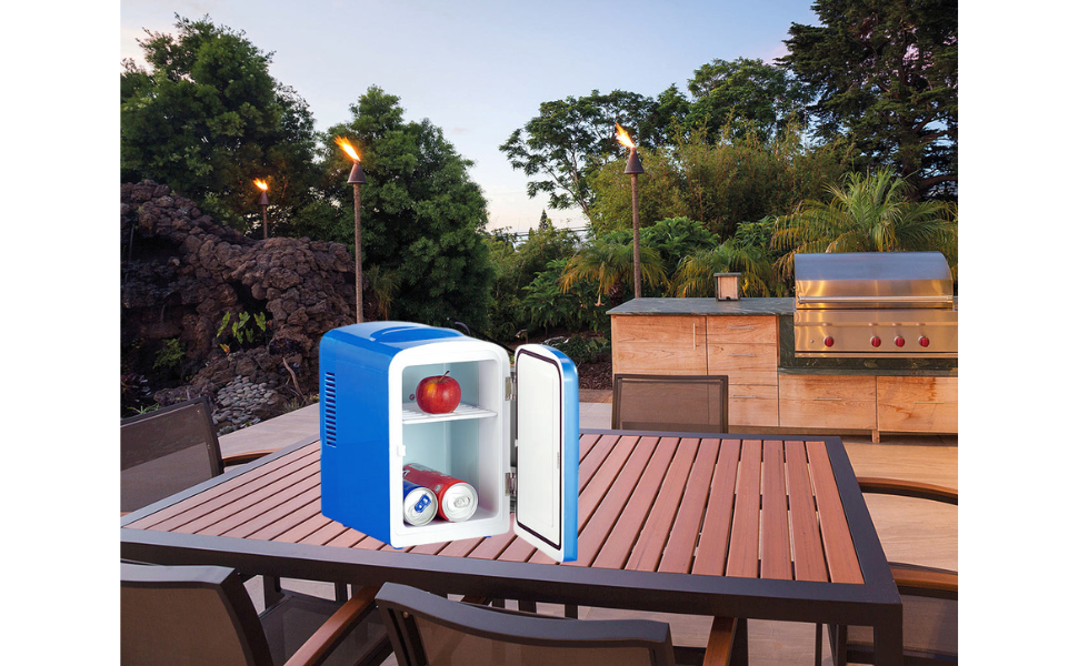 Портативний міні-холодильник Rosenstein & Söhne: 4 літри, 12/230V, з функцією підігріву, блакитний