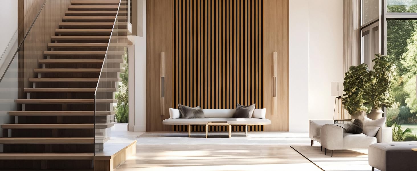 Акустичні панелі для стін на фетрі, дуб Windsor 280, 275x54 см (набір 2 шт. 275x27 см), 1.485 м²