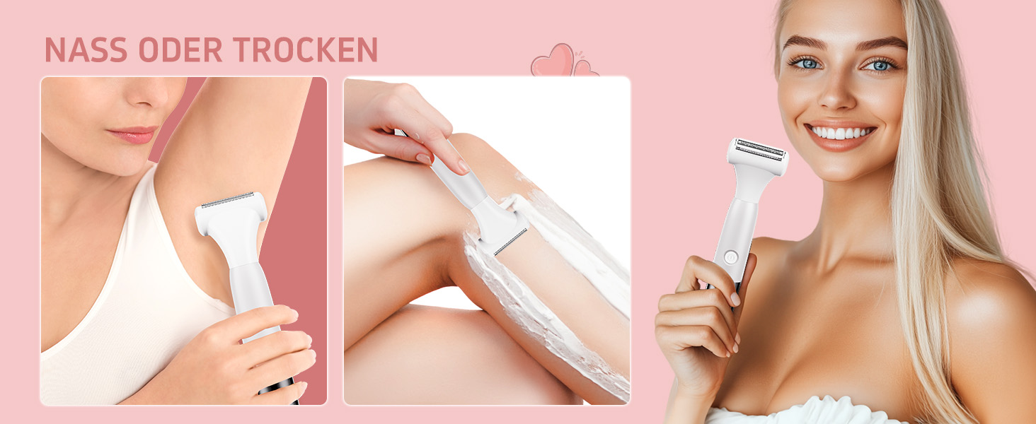 Електричний жіночий гірчак для інтимної зони 5-в-1 - для тіла, бікіні, брів та носа, IPX7, вологостійкий, білий