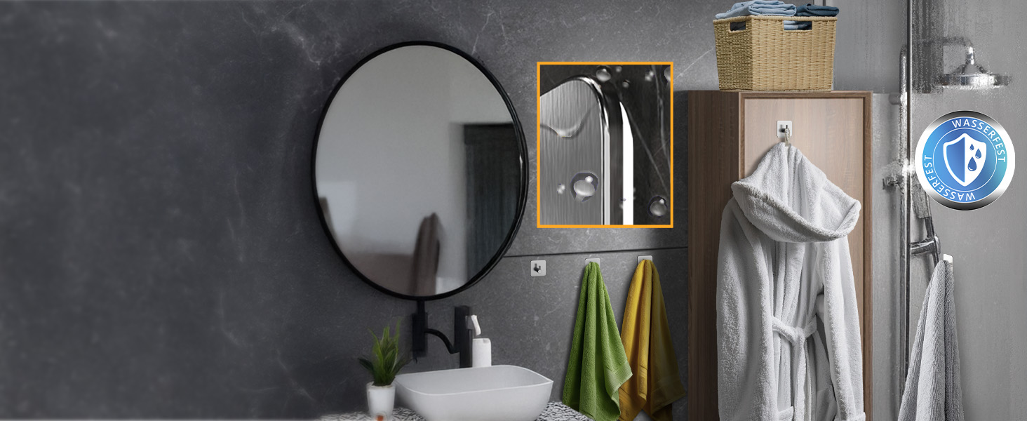 Набір гачків для рушників 4smile, 6 шт., сріблясті - без свердління, з нержавіючої сталі, для ванної кімнати