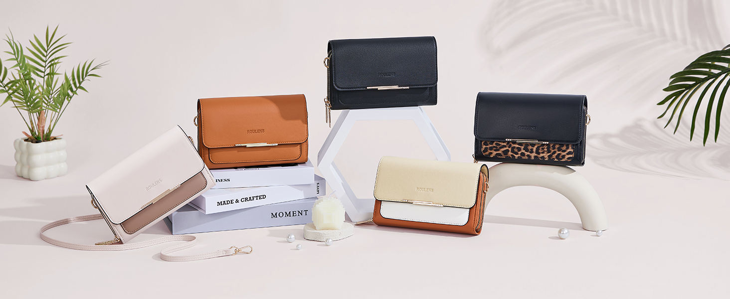 Сумка Roulens Klein через плече для жінок, чорна: невелика крос-боді сумка з екошкіри для паспорта та телефону, регульований ремінець