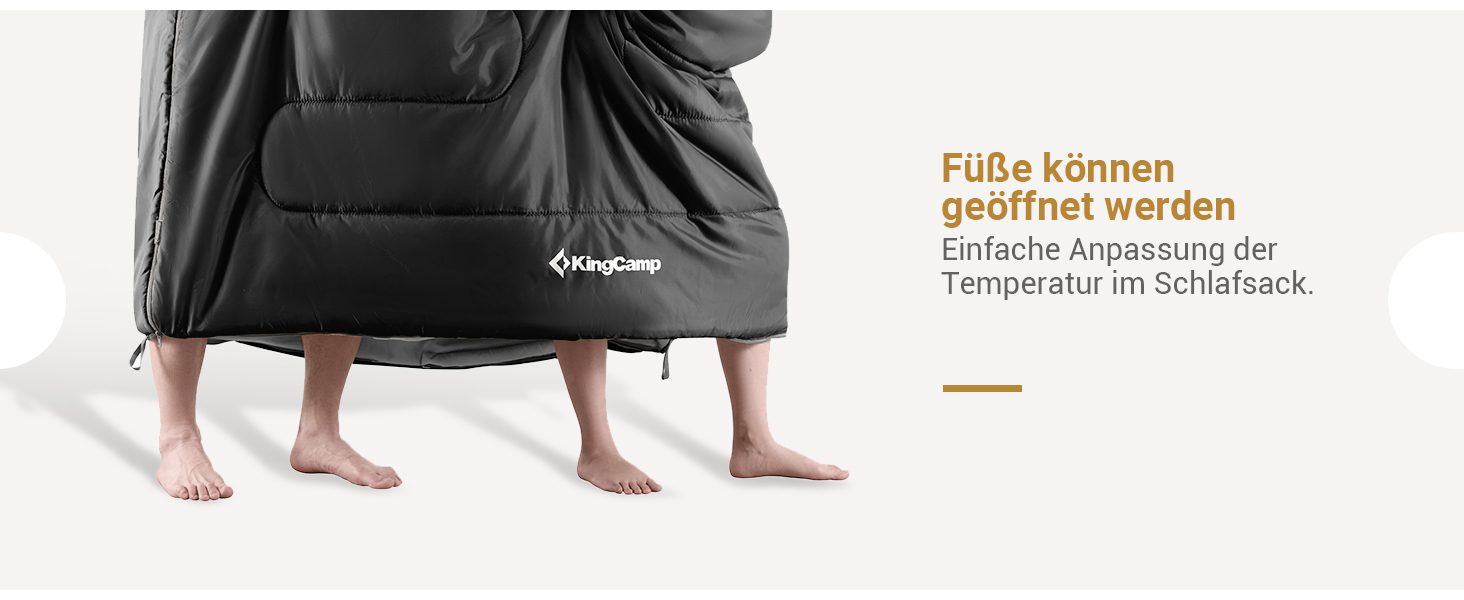 KingCamp Double Sleeping Bag - Winter Adult Sleeping Bag for 2 People with Carry Bag - Black