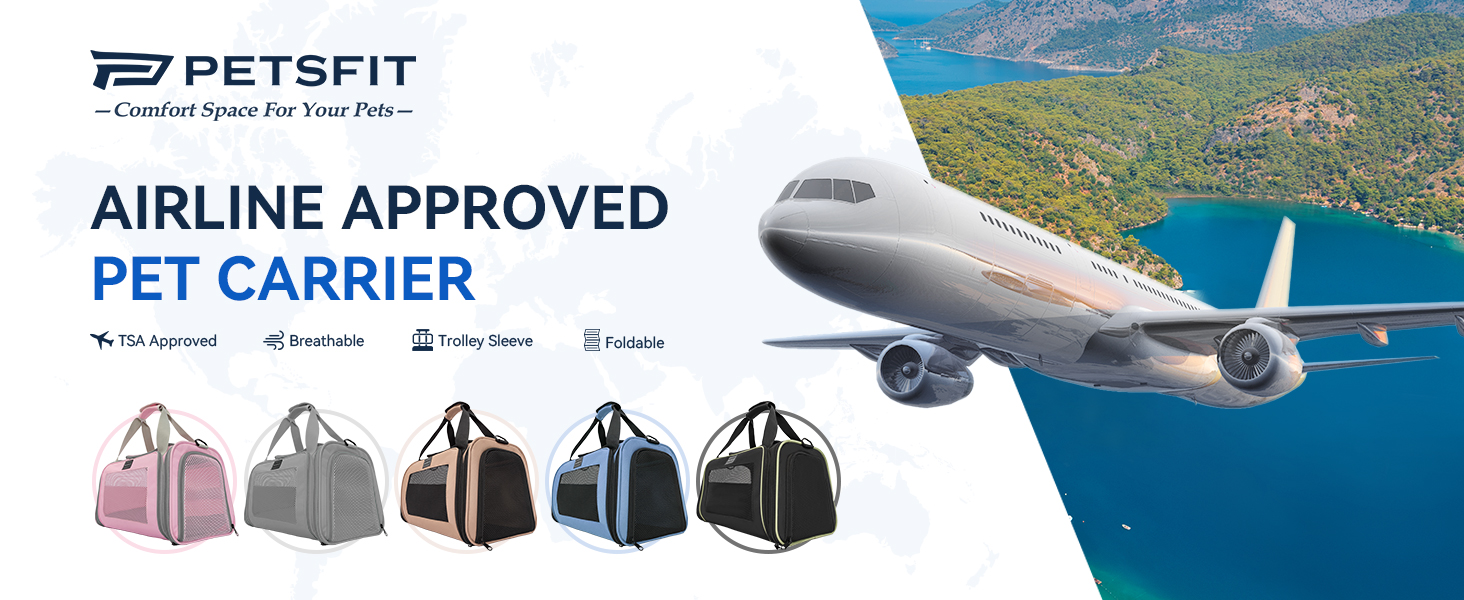 Транспортна переноска для котів та маленьких собак Petsfit, блакитна, S, з захисним ременем та розкладною матрацом