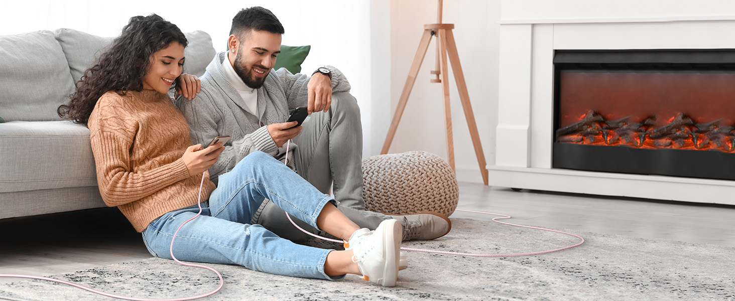 Кабель USB-C на USB-C [2 шт.] 100W, 3м + 3м, рожевий. Підтримка PD, швидка зарядка, для iPhone, Samsung, iPad, MacBook, Pixel, Switch