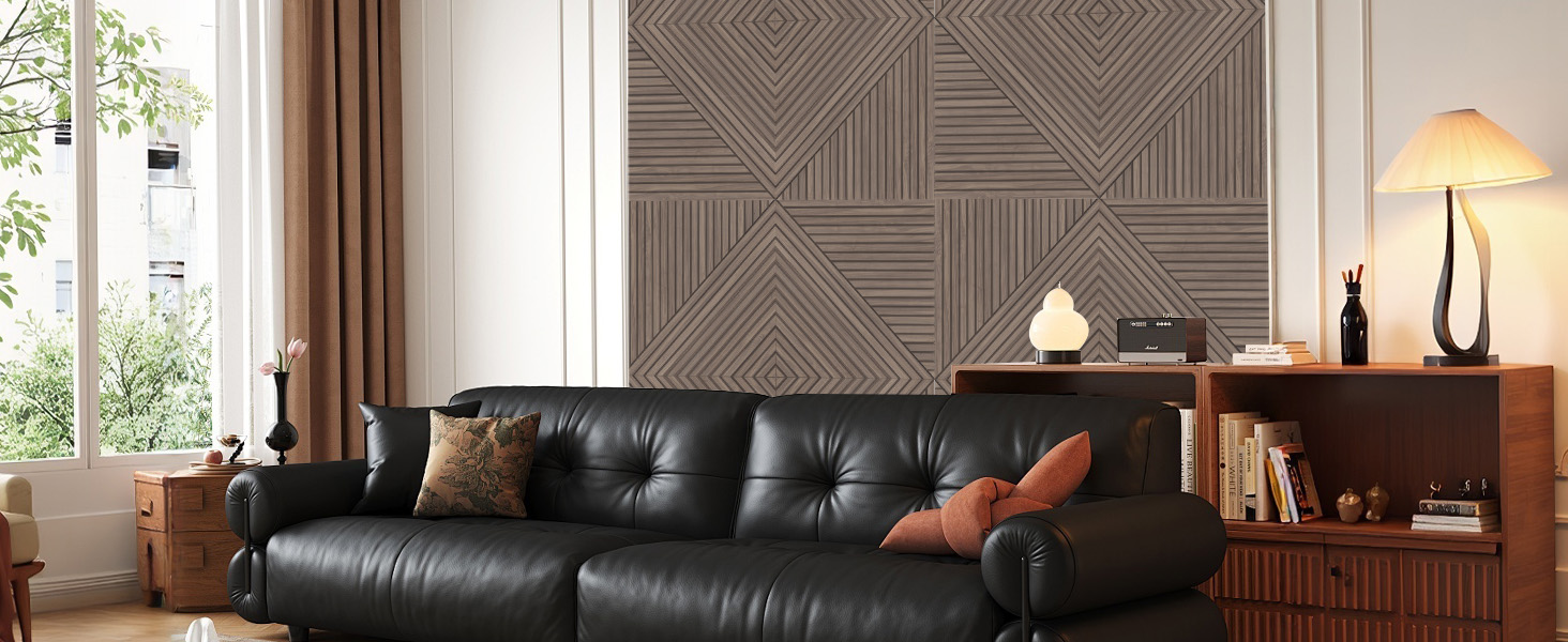 Акустичні панелі JBER (6 шт), самоклеючі звукопоглинаючі стінові панелі для офісу, студії та дому, 180 x 120 см, колір світкий горіх (тик)