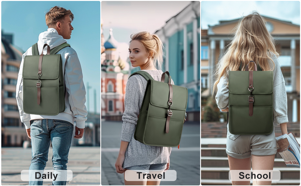 Рюкзак для ноутбука чоловічий/жіночий, з USB-портом, 15.6 дюймів, для подорожей, навчання, велосипеда (Зелений)