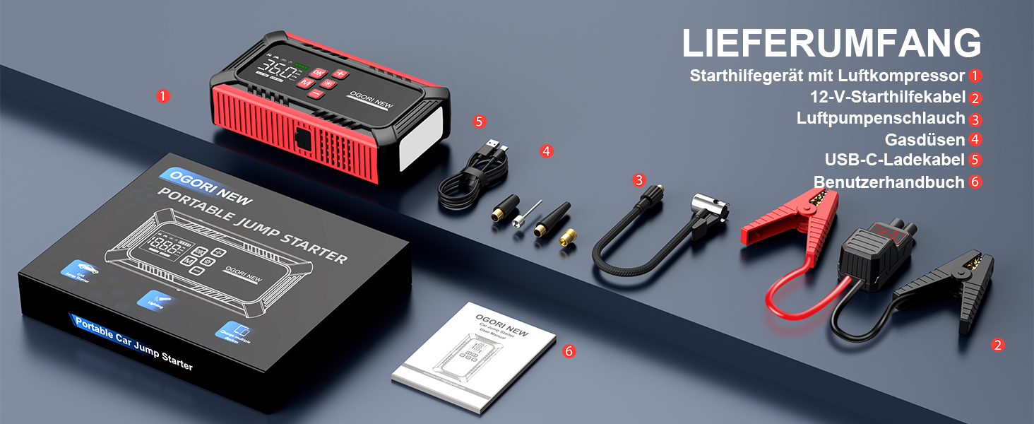 Портативний акумулятор для запуску авто 7000A з компресором 150PSI, 12V. Запуск бензинових (8л) та дизельних (10л) двигунів, прикурювач, LED ліхтарик.