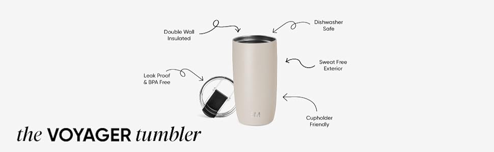 Термокухоль Simple Modern Voyager з кришкою-клапаном, ізольований сталевий стакан для кави, 470 мл, Midnight Black