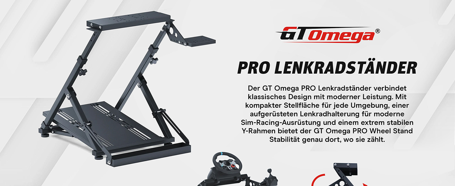 Ігровий стійка для керма GT Omega PRO Wheel Stand з посиленою педальною платформою, тримачем КПП та фіксатором крісла, складана