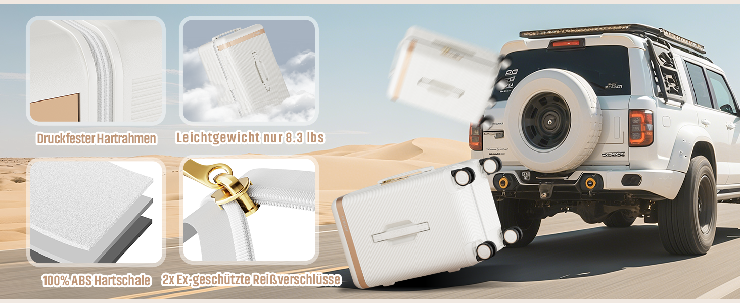 Чемодан Joyway ABS, ручна поклажа, 56 см, білий. З TSA замком, відкидним внутрішнім відділенням та подвійними колесами.