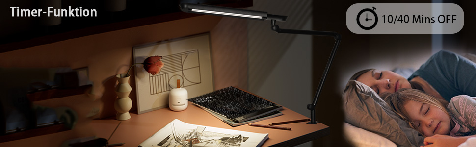 LED лампа настільна з кліпсою, 18W, 1100 люменів, регульована, для офісу та дому, без відблисків, захист очей, білий (чорний)