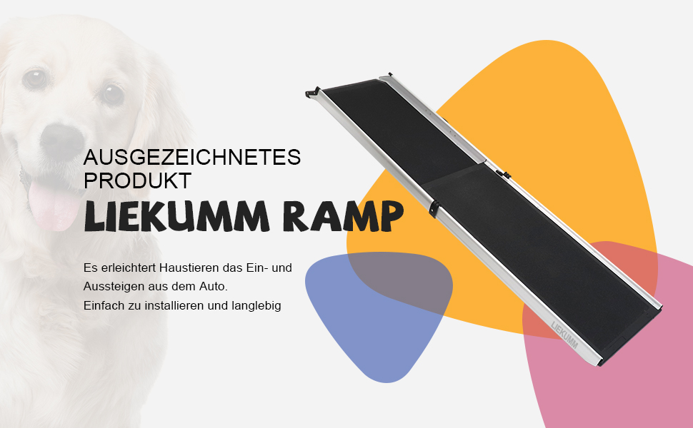 Рампа для собак Liekumm, телескопічна, до 90 кг, 99-182 см, алюміній, для легкових автомобілів, позашляховиків, вантажівок