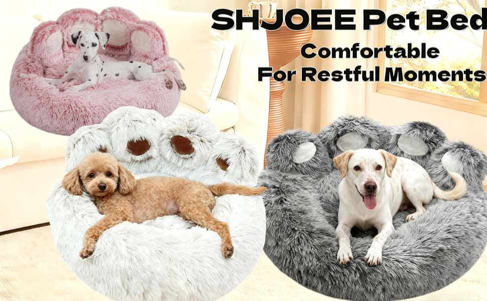 М'яке ліжко для собак та котів у вигляді ведмежих лапок, діаметр 50 см, теплий затишний сон для маленьких та середніх собак/котів/кроликів, легко миється