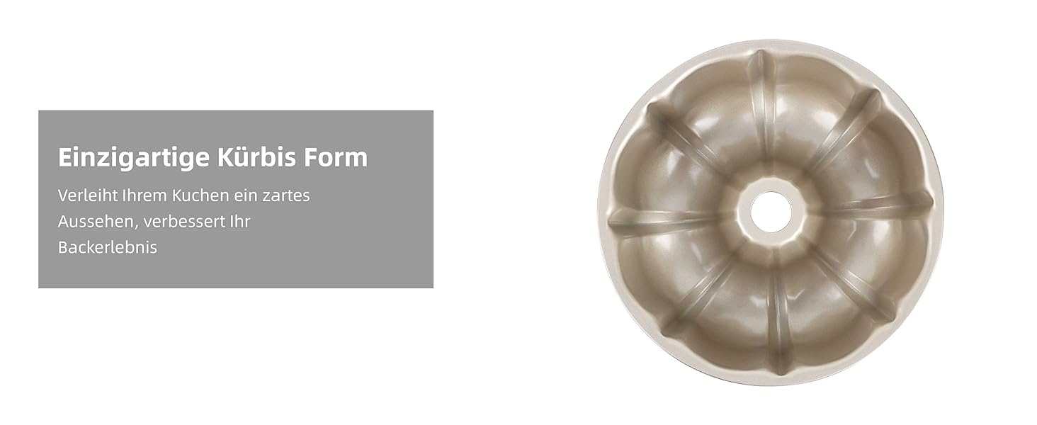 Форма для кексів Onader Gugelhupfform, 25.5 см, з антипригарним покриттям, з нержавіючої сталі, для випікання кексів, хліба, тортів. Золотий колір