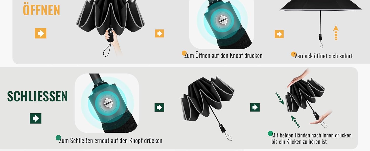 Чакіпі Регульований парасолька великого розміру, стійкий до сильного вітру, з відбиваючим покриттям, для чоловіків та жінок – автоматичний парасолька-тростина, компактний, для подорожей, чорний, покриття 210T, діаметр 106 см