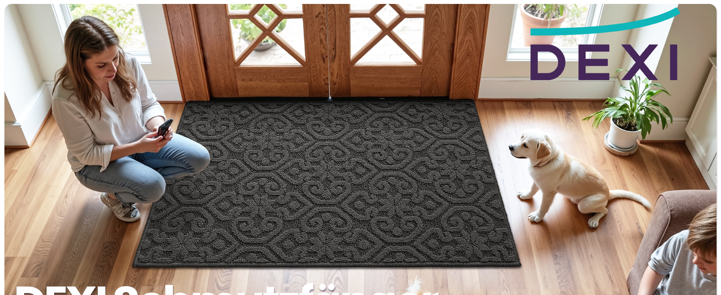 При Entrance килимок DEXI 60x90 см, протиковзний вбираючий килим для входу, передпокою та тераси, антрацит